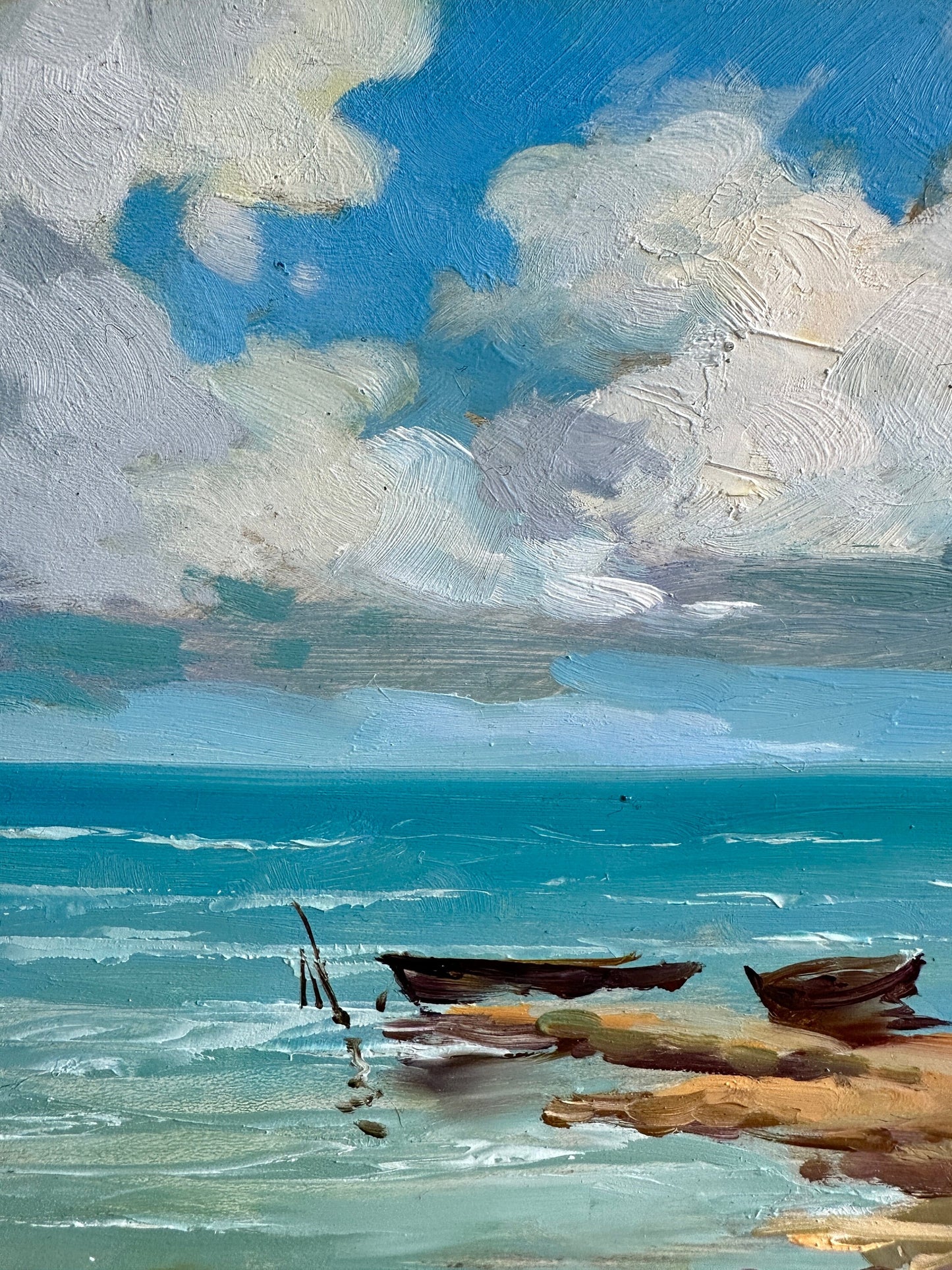 ORIGINAL PAINTING, modern painting, oil painting, impressionism, landscape, seascape, After fishing,  artist Y. Suprunchuk