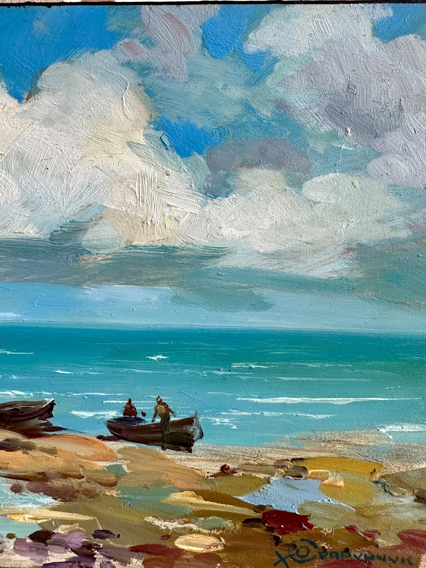 ORIGINAL PAINTING, modern painting, oil painting, impressionism, landscape, seascape, After fishing,  artist Y. Suprunchuk