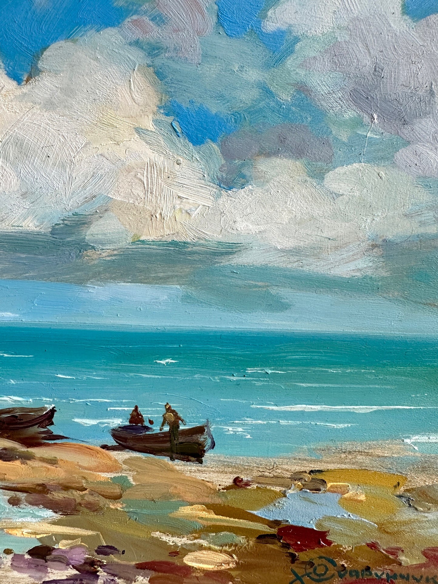 ORIGINAL PAINTING, modern painting, oil painting, impressionism, landscape, seascape, After fishing,  artist Y. Suprunchuk