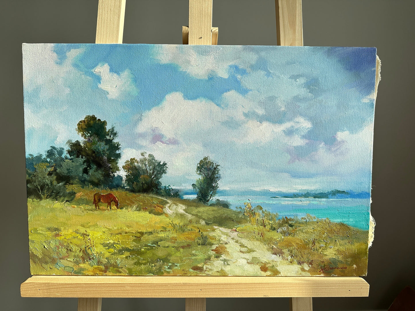 ORIGINAL PAINTING, modern painting, oil painting, landscape, impressionism, Summer, On the pasture, artist Yu. Suprunchuk