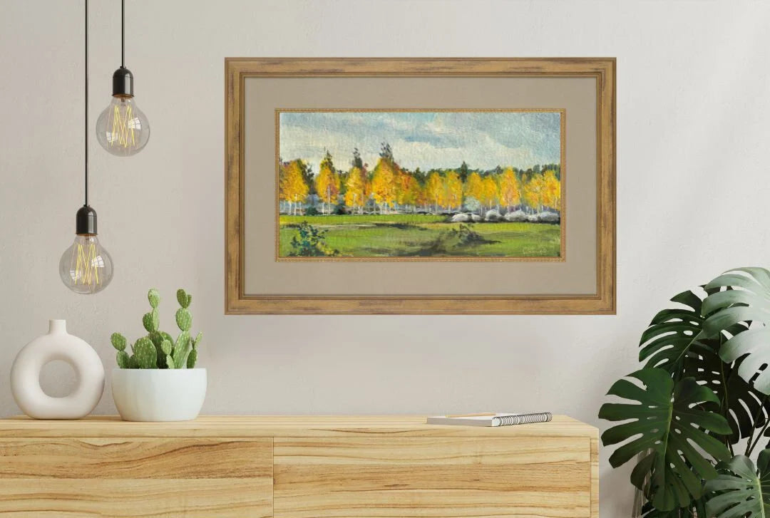 ORIGINAL PAINTING, vintage realism, oil painting, impressionism, landscape, Autumn day, artist V. Oleinik