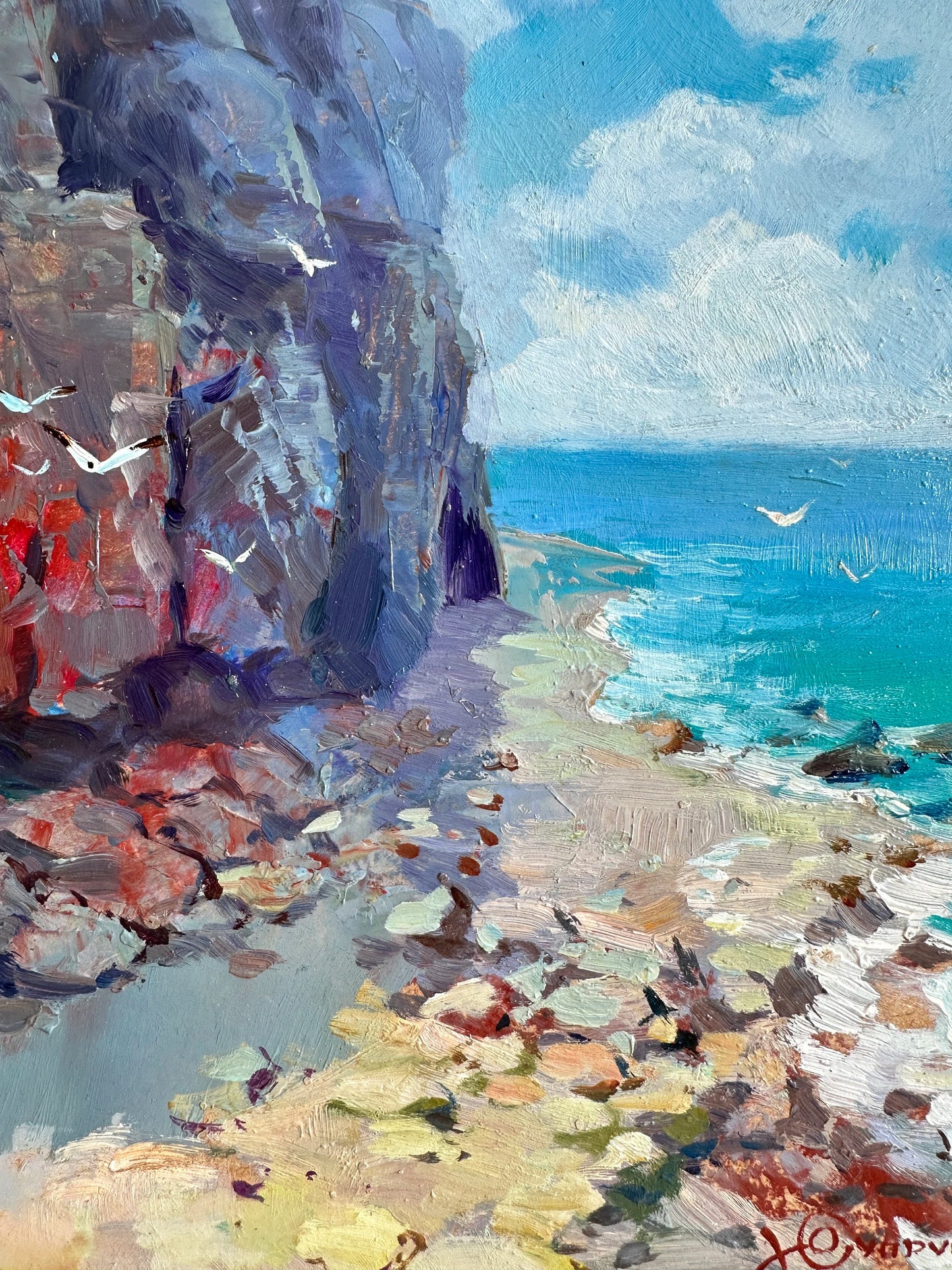 ORIGINAL PAINTING, modern painting, oil painting, impressionism, landscape, seascape, On the seashore,  artist Y. Suprunchuk