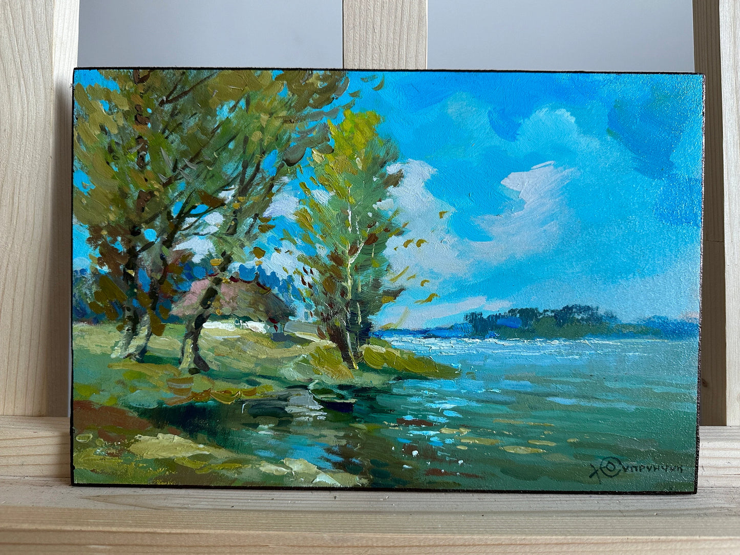 ORIGINAL PAINTING, painting, vintage, modern painting, oil painting, landscape, Spring day, artist Yu. Suprunchuk