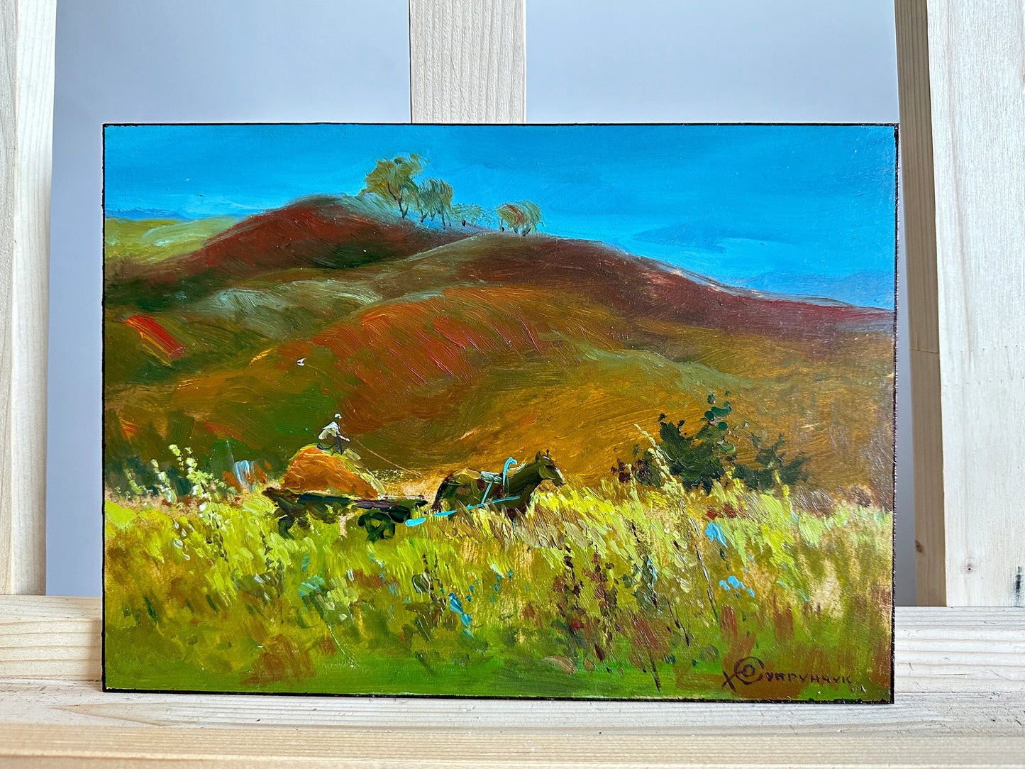 ORIGINAL PAINTING, painting, vintage, modern painting, oil painting, landscape, Summer day, artist Yu. Suprunchuk