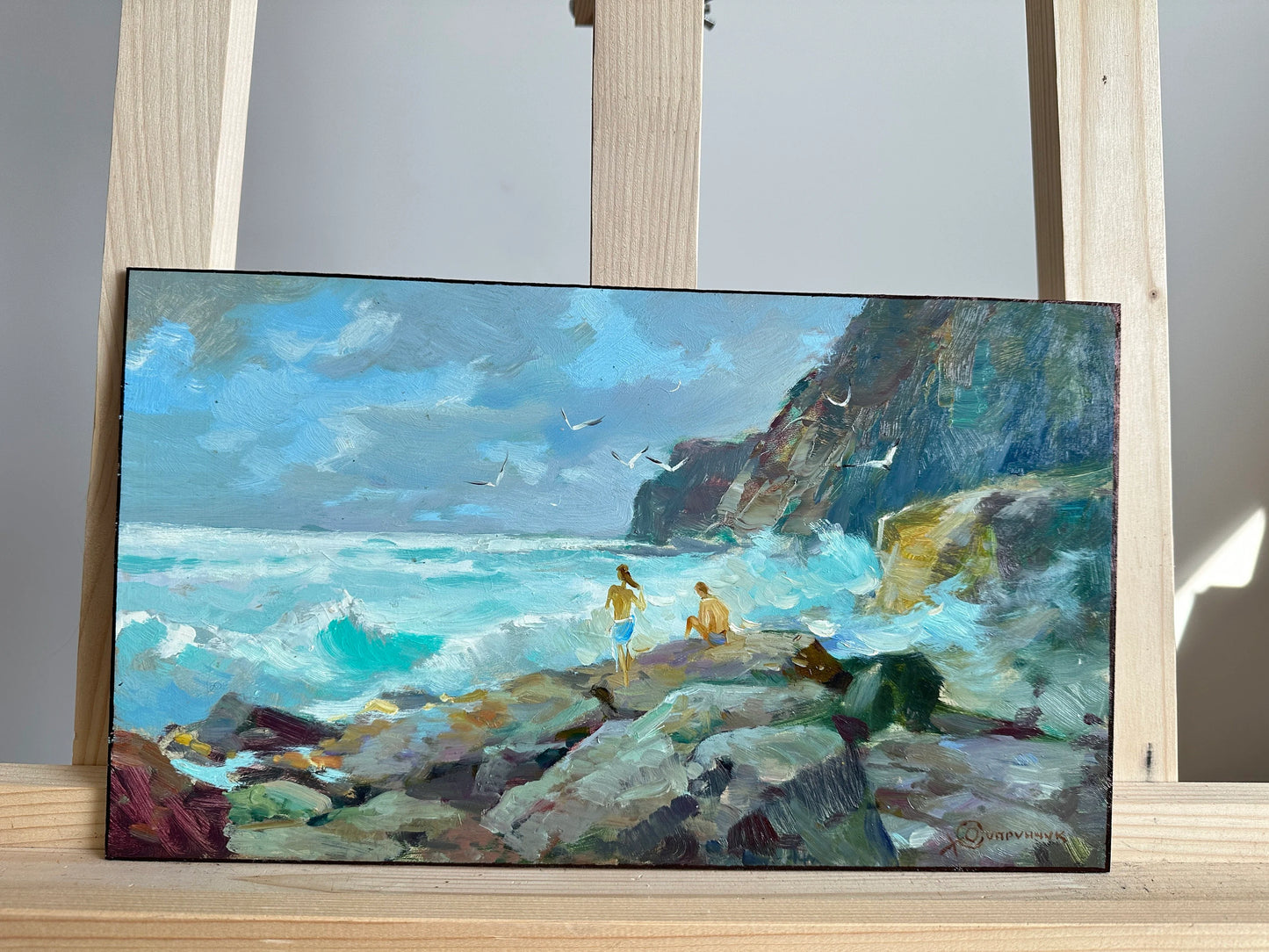 ORIGINAL PAINTING, modern painting, oil painting, impressionism, landscape, seascape, On the seashore,  artist Y. Suprunchuk