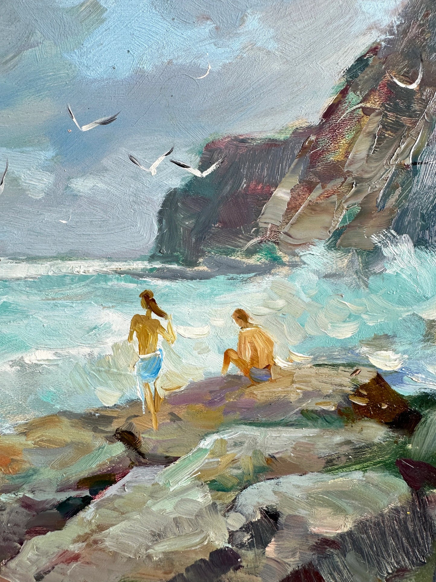 ORIGINAL PAINTING, modern painting, oil painting, impressionism, landscape, seascape, On the seashore,  artist Y. Suprunchuk