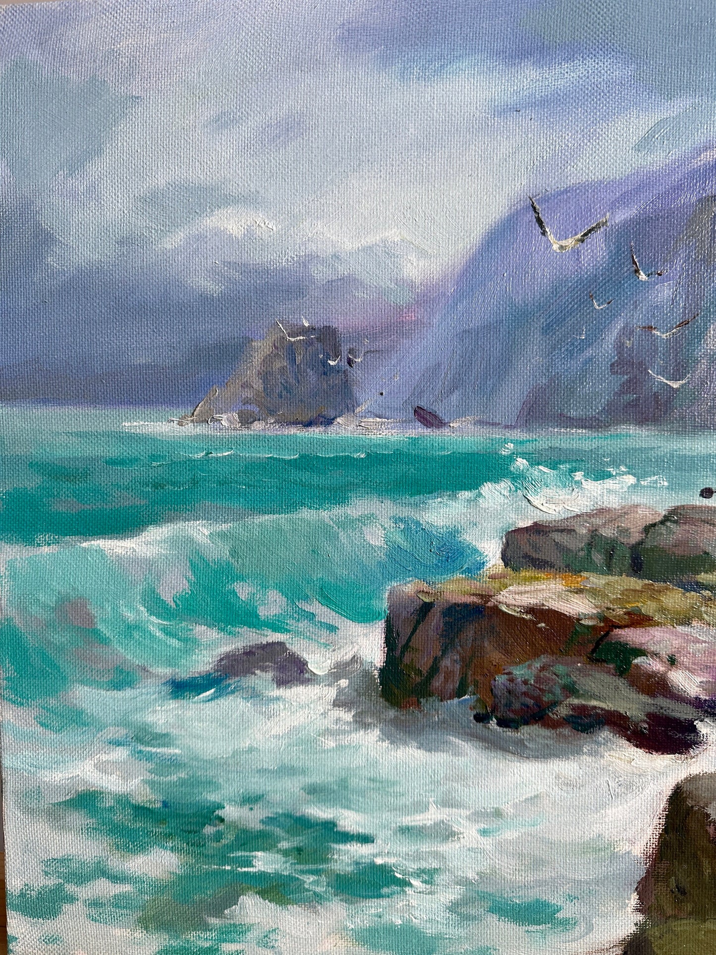 ORIGINAL PAINTING, modern painting, oil painting, impressionism, landscape, seascape, On the seashore,  artist Y. Suprunchuk