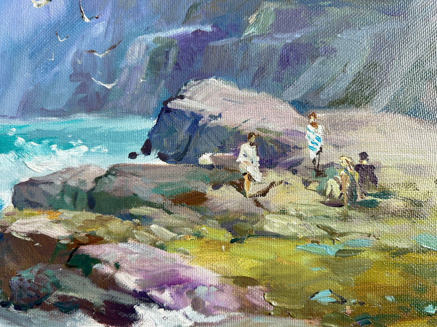 ORIGINAL PAINTING, modern painting, oil painting, impressionism, landscape, seascape, On the seashore,  artist Y. Suprunchuk