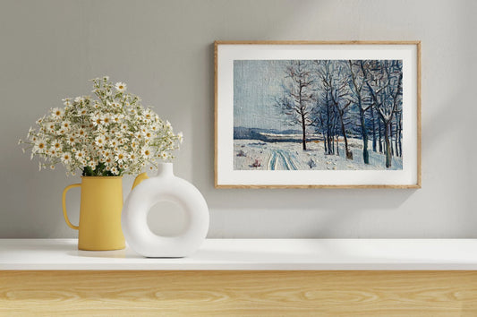 ORIGINAL PAINTING, vintage realism, oil painting, impressionism, landscape, Winter day, artist V. Oleinik