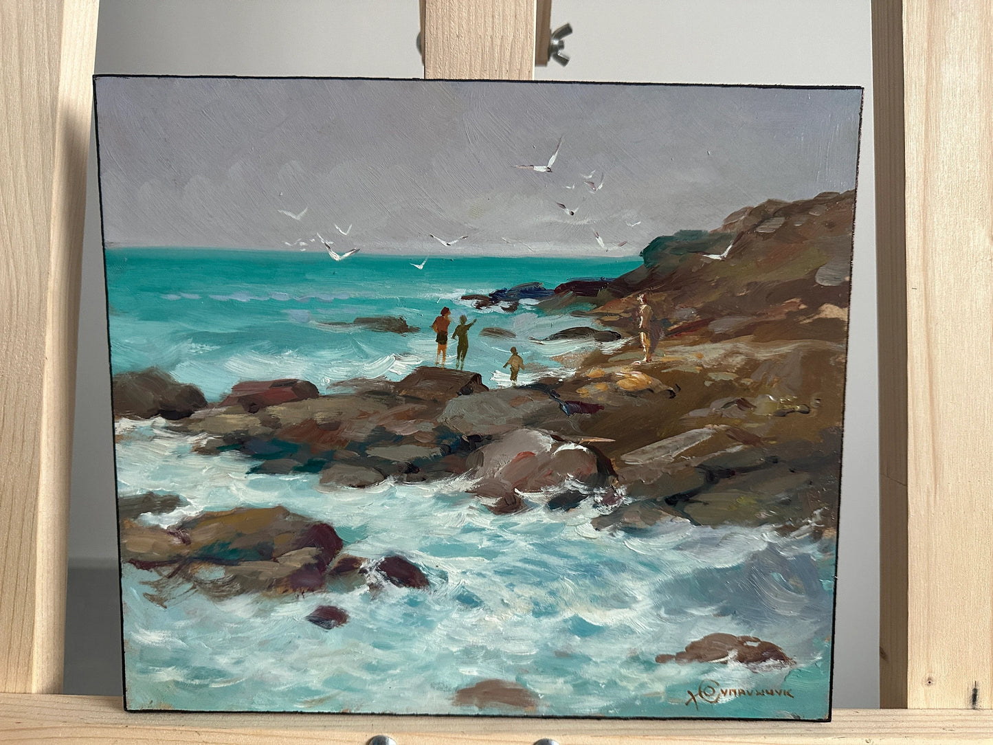 ORIGINAL PAINTING, modern painting, oil painting, impressionism, landscape, seascape, On the seashore, artist Y. Suprunchuk