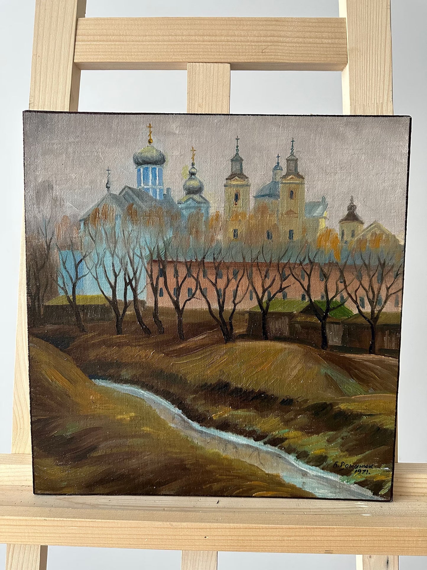 ORIGINAL PAINTING, vintage realism, oil painting, impressionism, landscape, Autumn coolness, artist B. Romanyuk