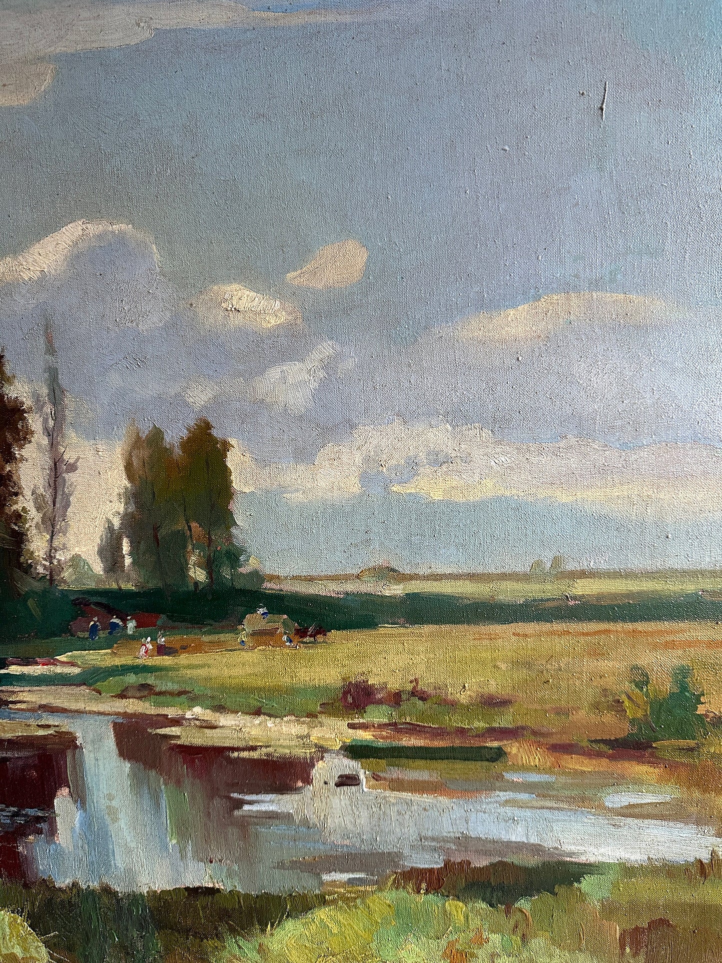 VINTAGE ORIGINAL PAINTING, oil painting, vintage realism, landscape, impressionism, Summer day