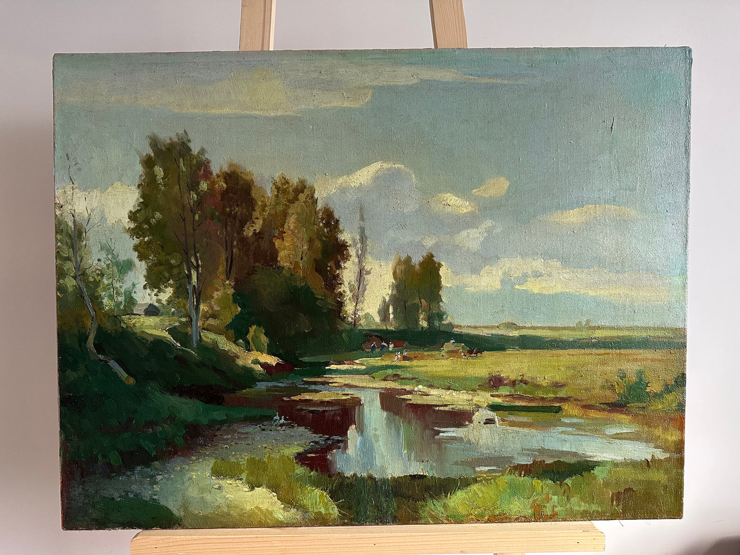 VINTAGE ORIGINAL PAINTING, oil painting, vintage realism, landscape, impressionism, Summer day