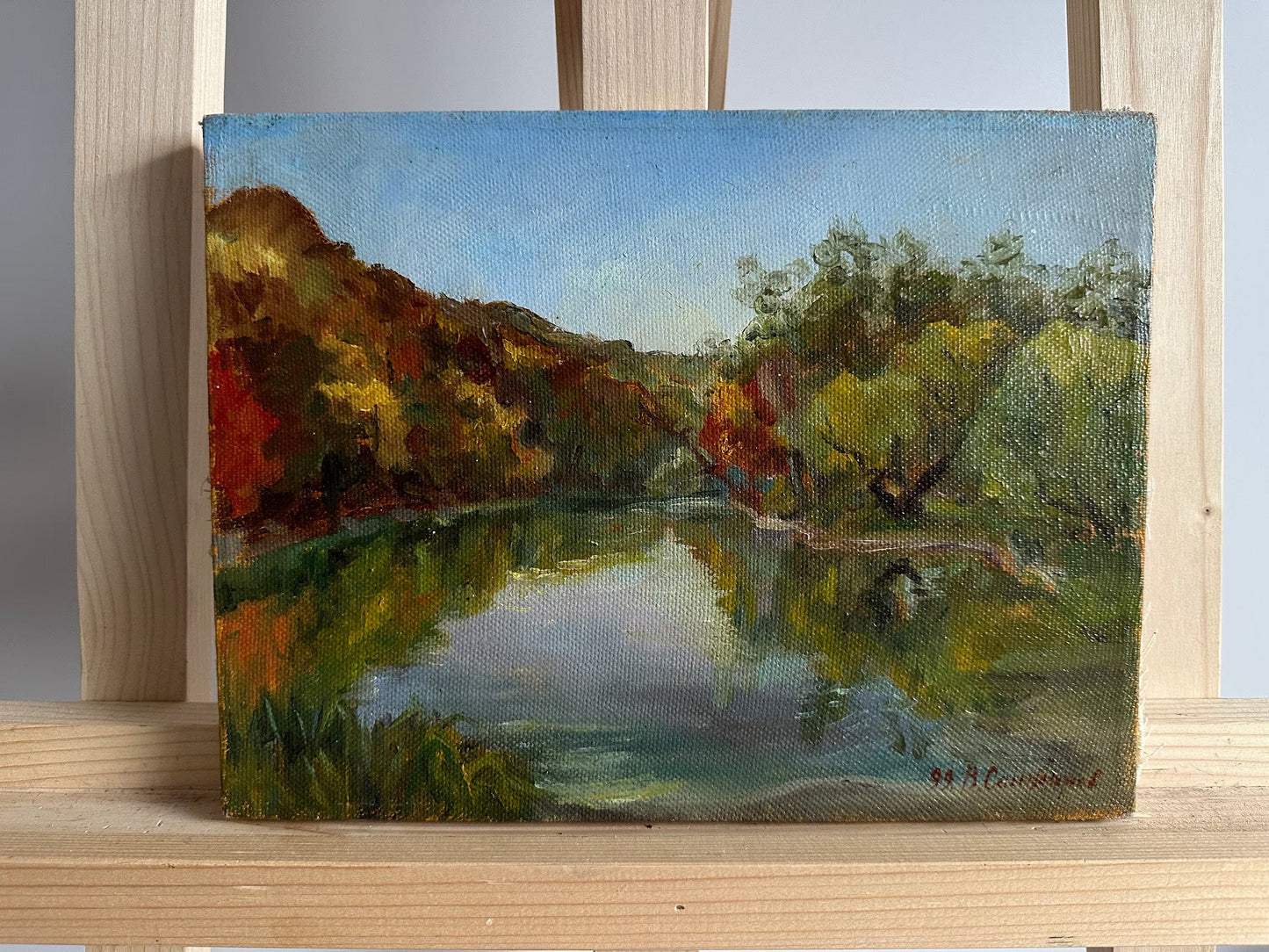 VINTAGE ORIGINAL PAINTING, oil painting, vintage realism, landscape, impressionism, Autumn day, artist V. Sanzharov