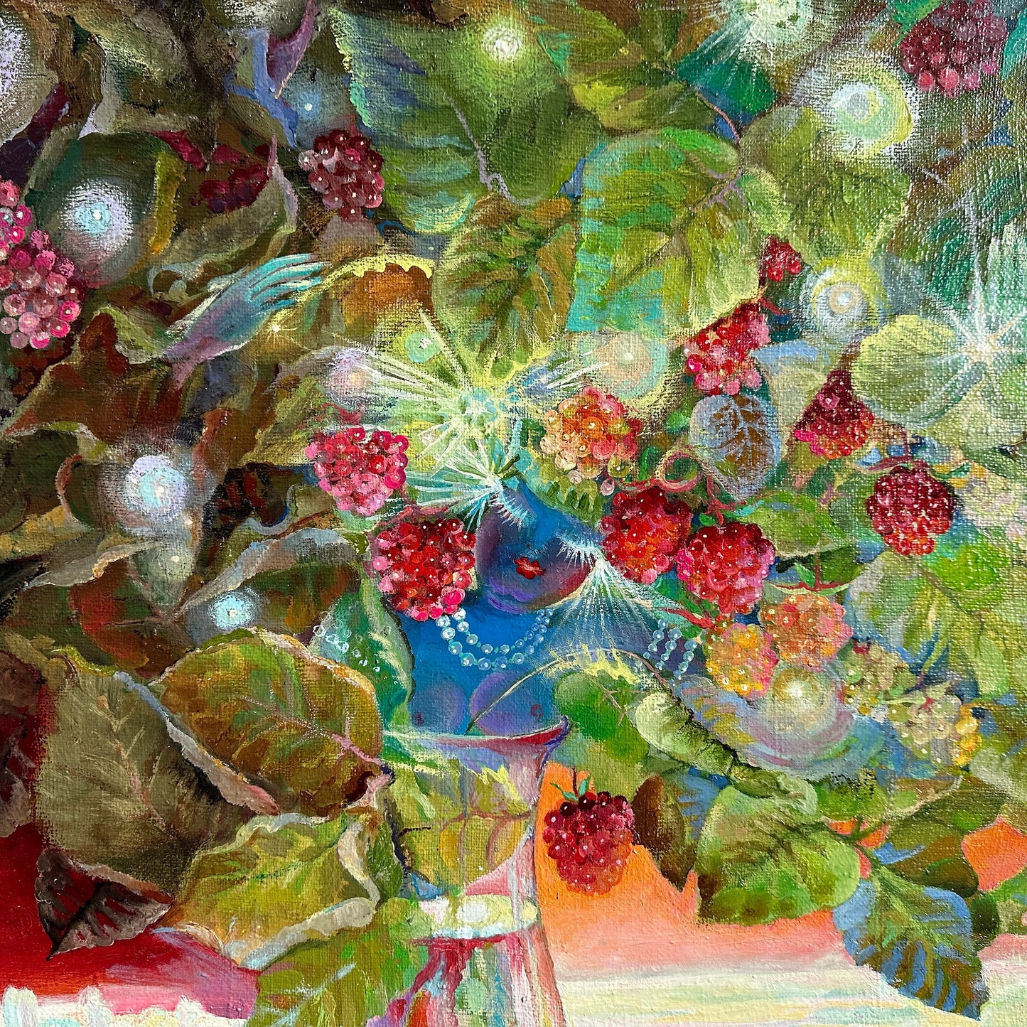 Original painting, ukrainian painting, wall painting, still life, impressionism, landscape, Raspberry, artist N. Chernyakhovskaya