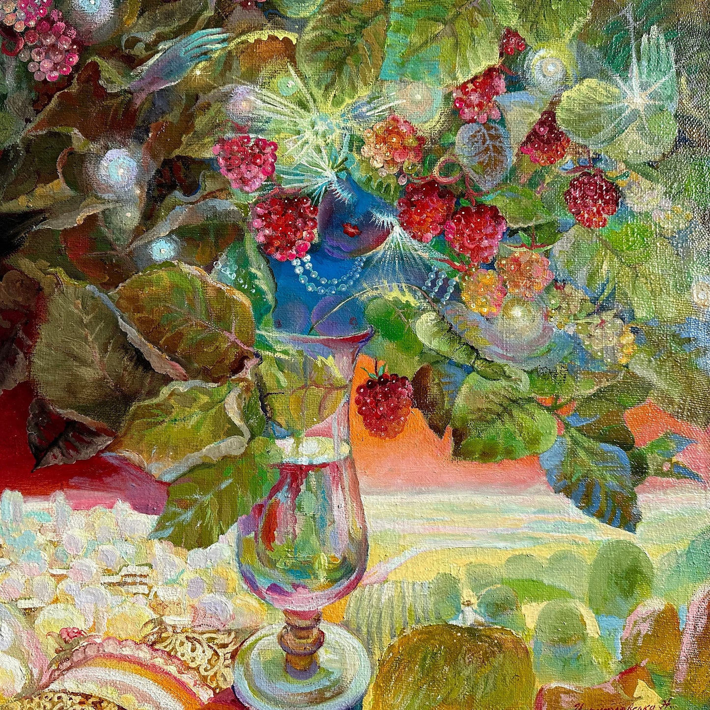 Original painting, ukrainian painting, wall painting, still life, impressionism, landscape, Raspberry, artist N. Chernyakhovskaya