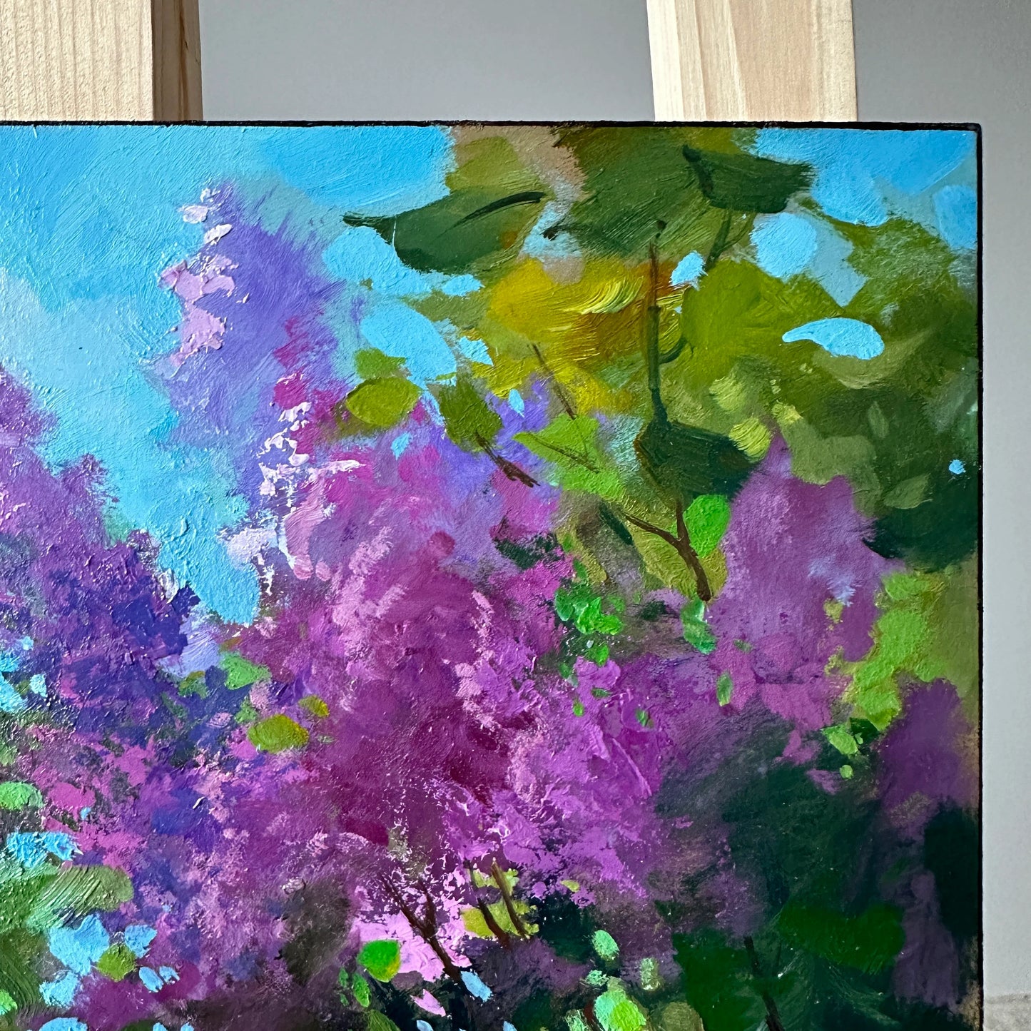 ORIGINAL PAINTING, modern painting, oil painting, impressionism, landscape, rural landscape, Spring bloom, Lilac, artist Yu. Suprunchuk