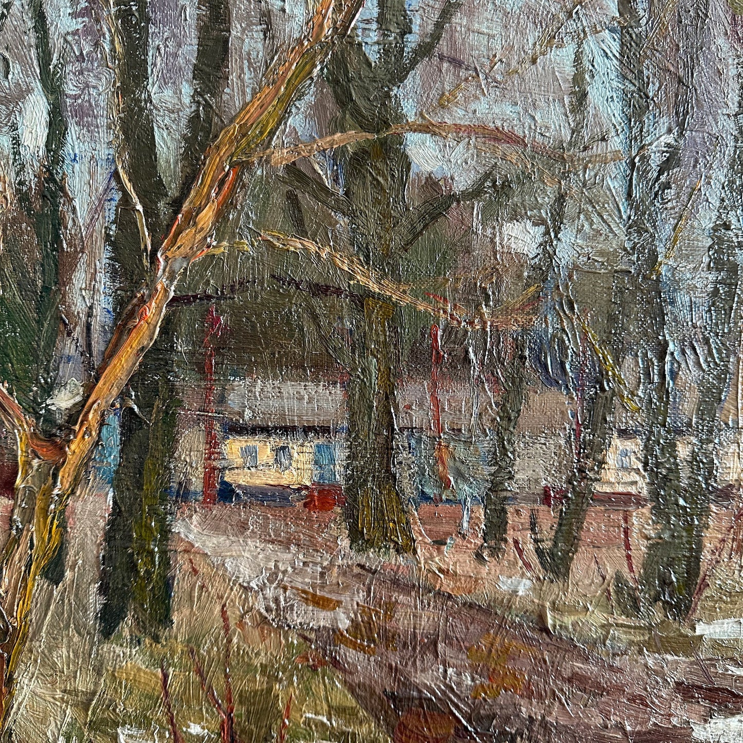 VINTAGE PAINTING, oil painting, vintage realism, impressionism, landscape, Early spring, artist A. Tkachenko