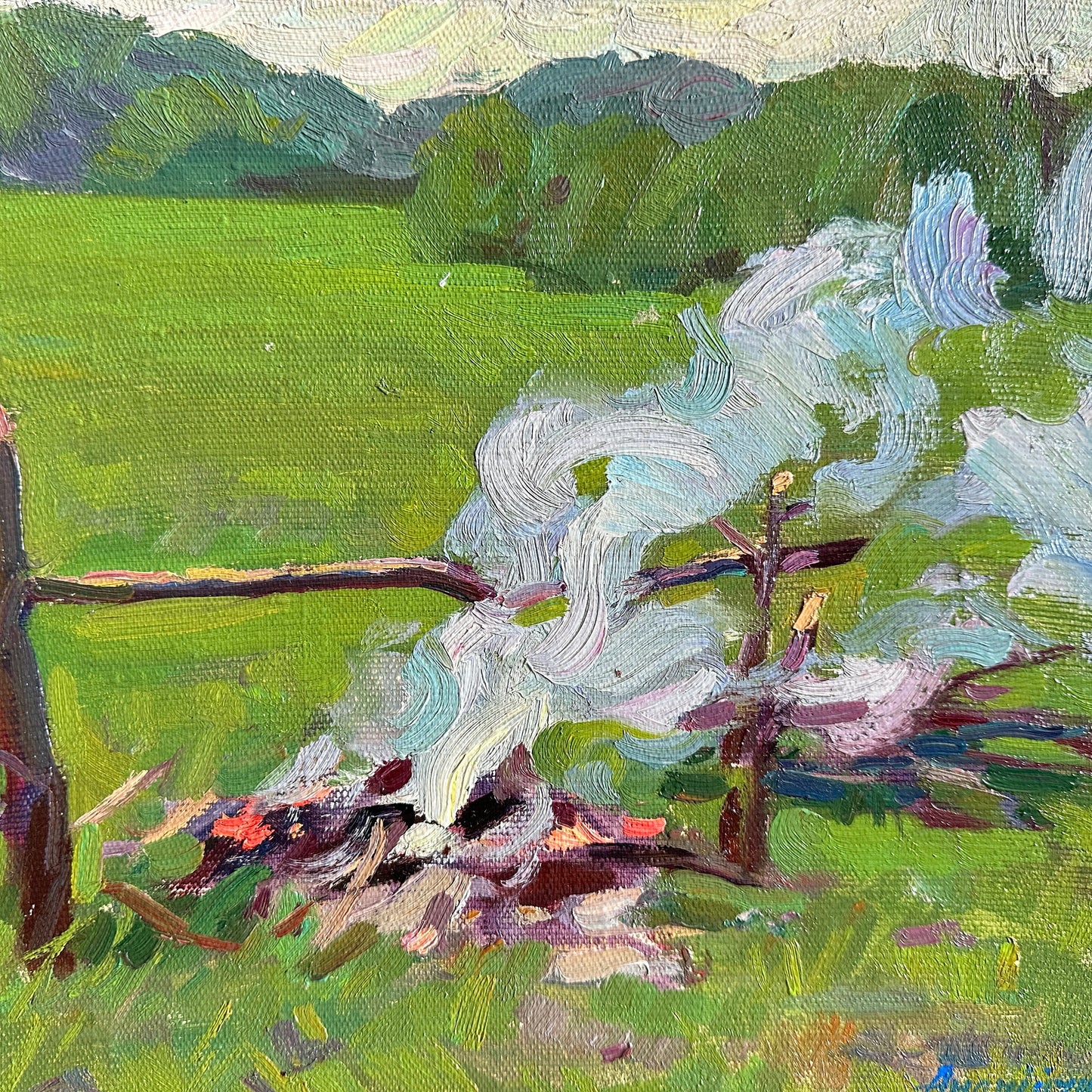 Original painting, ukrainian painting, wall art, impressionism, landscape, Summer day, artist M. Andriychuk