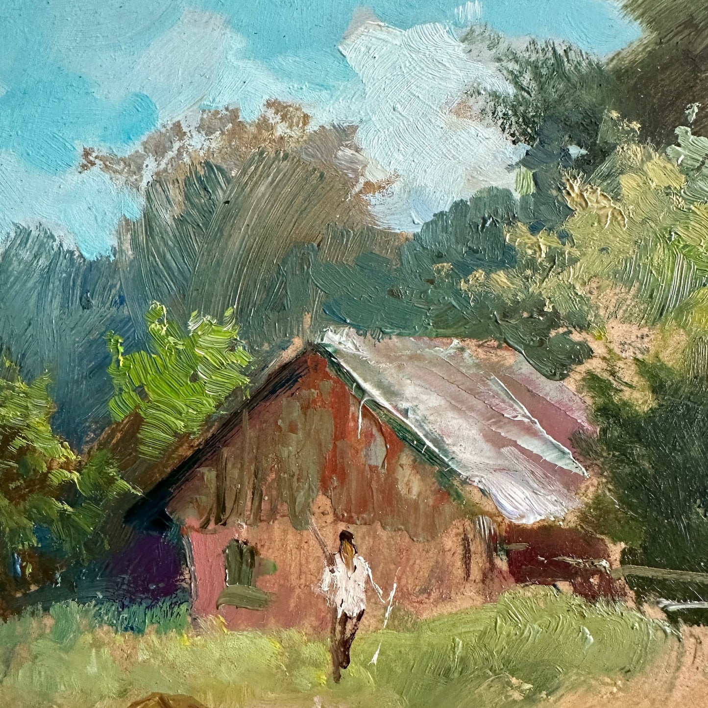 ORIGINAL PAINTING, modern painting, oil painting, impressionism, landscape, rural landscape, On the pasture, artist Yu. Suprunchuk