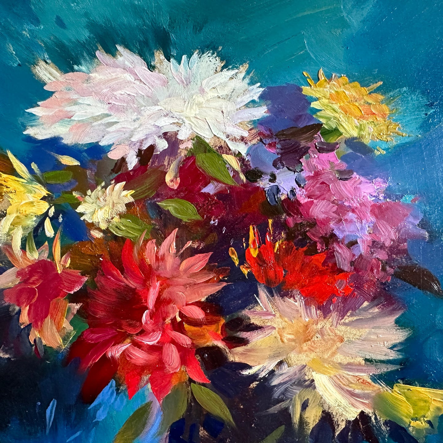 ORIGINAL PAINTING, oil painting, socialist realism, impressionism, rural life, still life, Summer flowers, artist Y. Suprunchuk