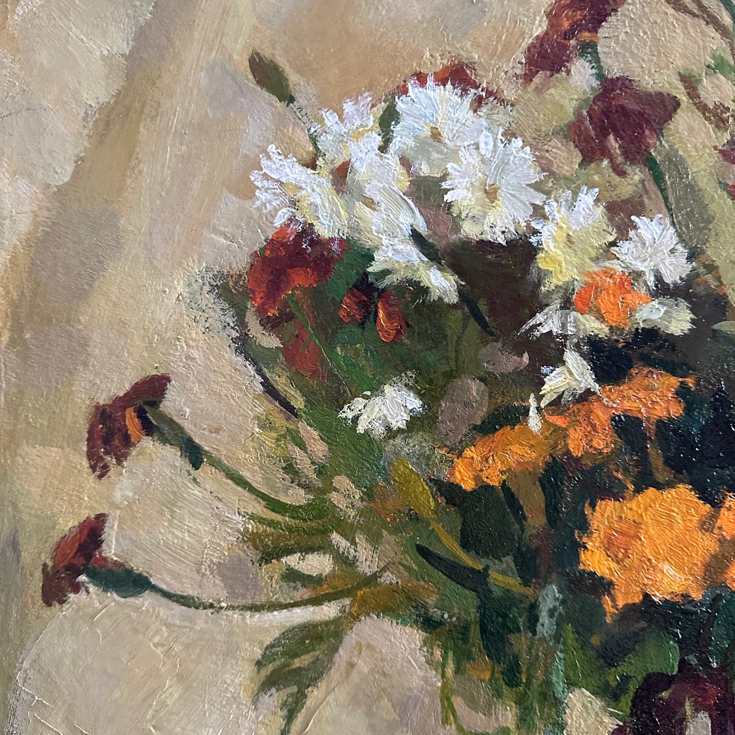 VINTAGE ORIGINAL PAINTING, oil painting, vintage realism, impressionism, still life, Bouquet of flowers, artist A. Tkachenko