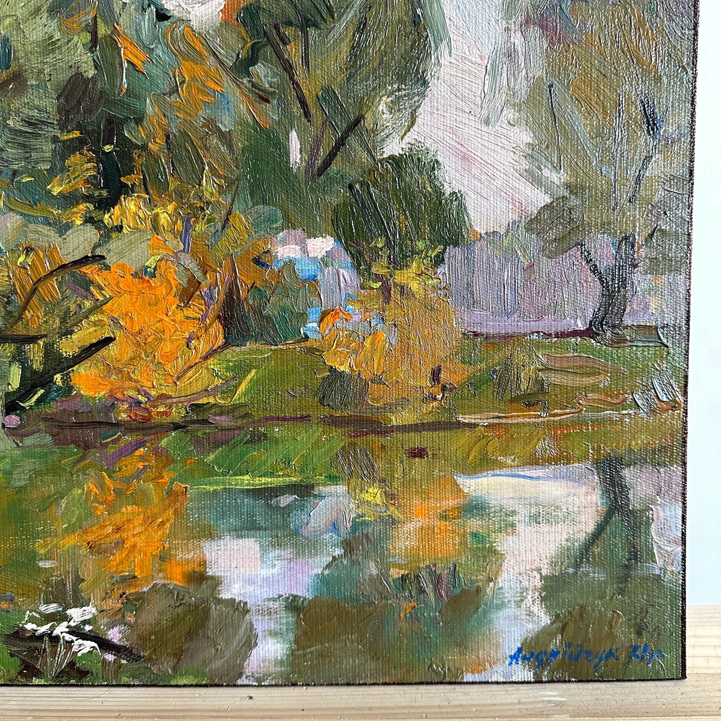 Original painting, ukrainian painting, vintage, wall art, impressionism, landscape, Autumn day, artist M. Andriychuk