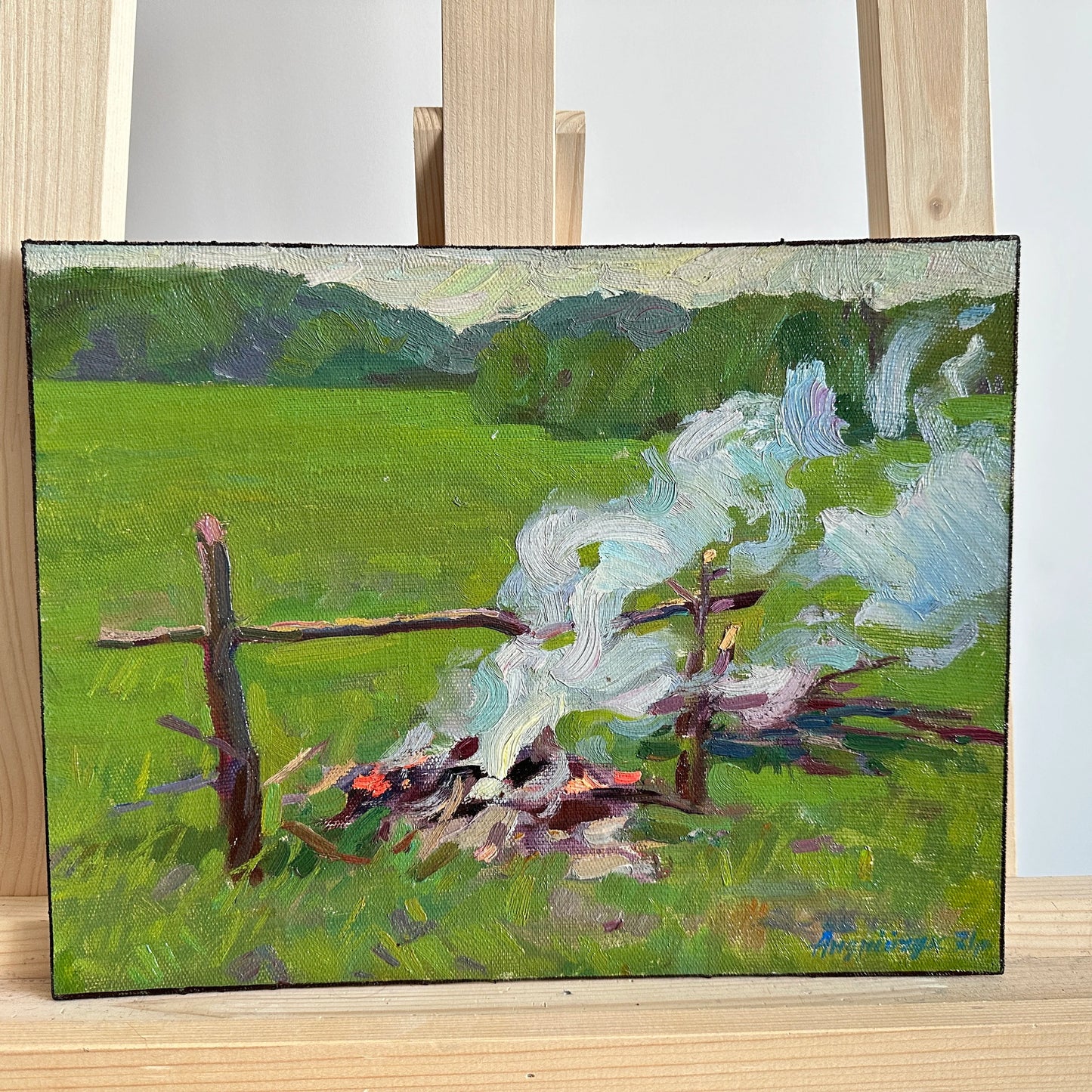 Original painting, ukrainian painting, wall art, impressionism, landscape, Summer day, artist M. Andriychuk