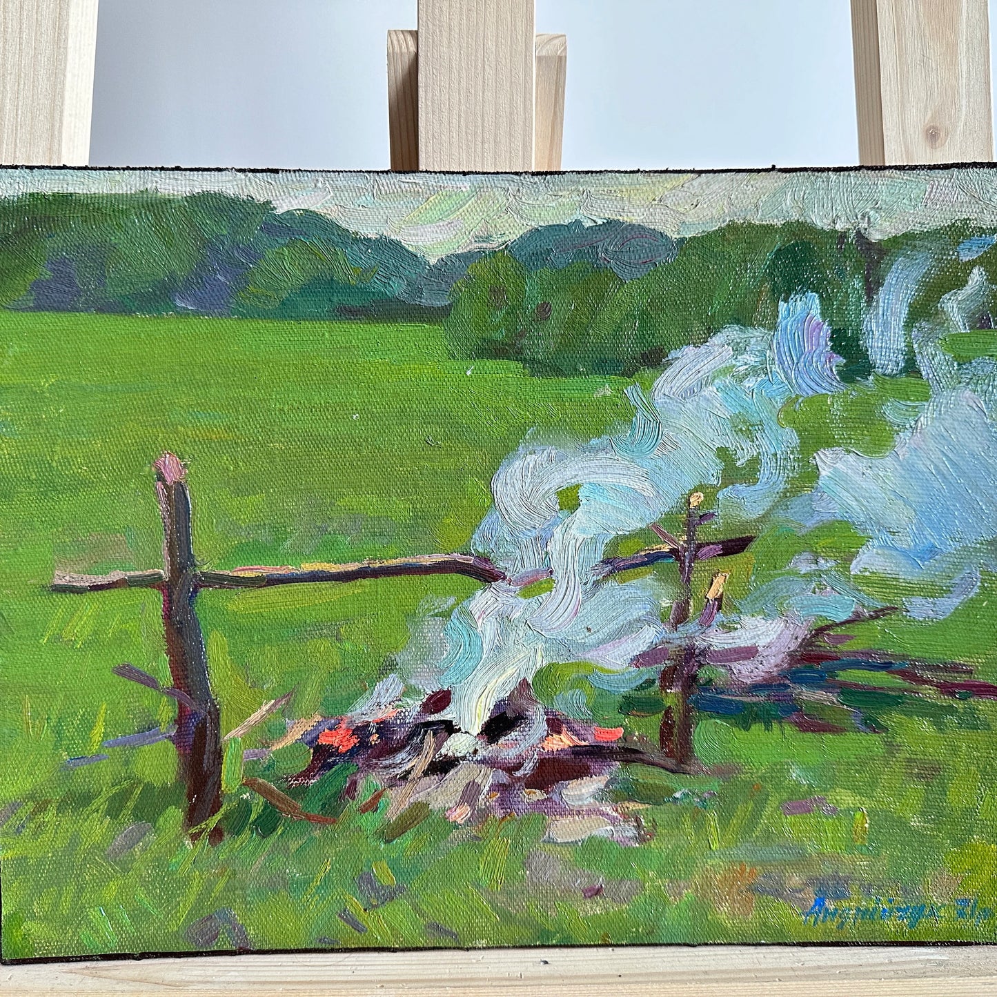 Original painting, ukrainian painting, wall art, impressionism, landscape, Summer day, artist M. Andriychuk