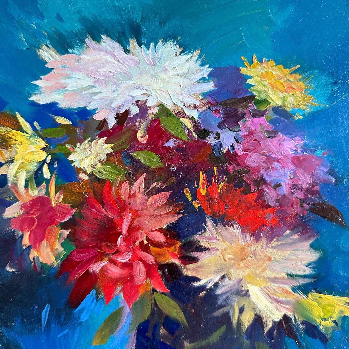 ORIGINAL PAINTING, oil painting, socialist realism, impressionism, rural life, still life, Summer flowers, artist Y. Suprunchuk